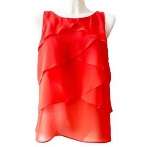ZARA sleeveless layered looking blouse salmon orange coral